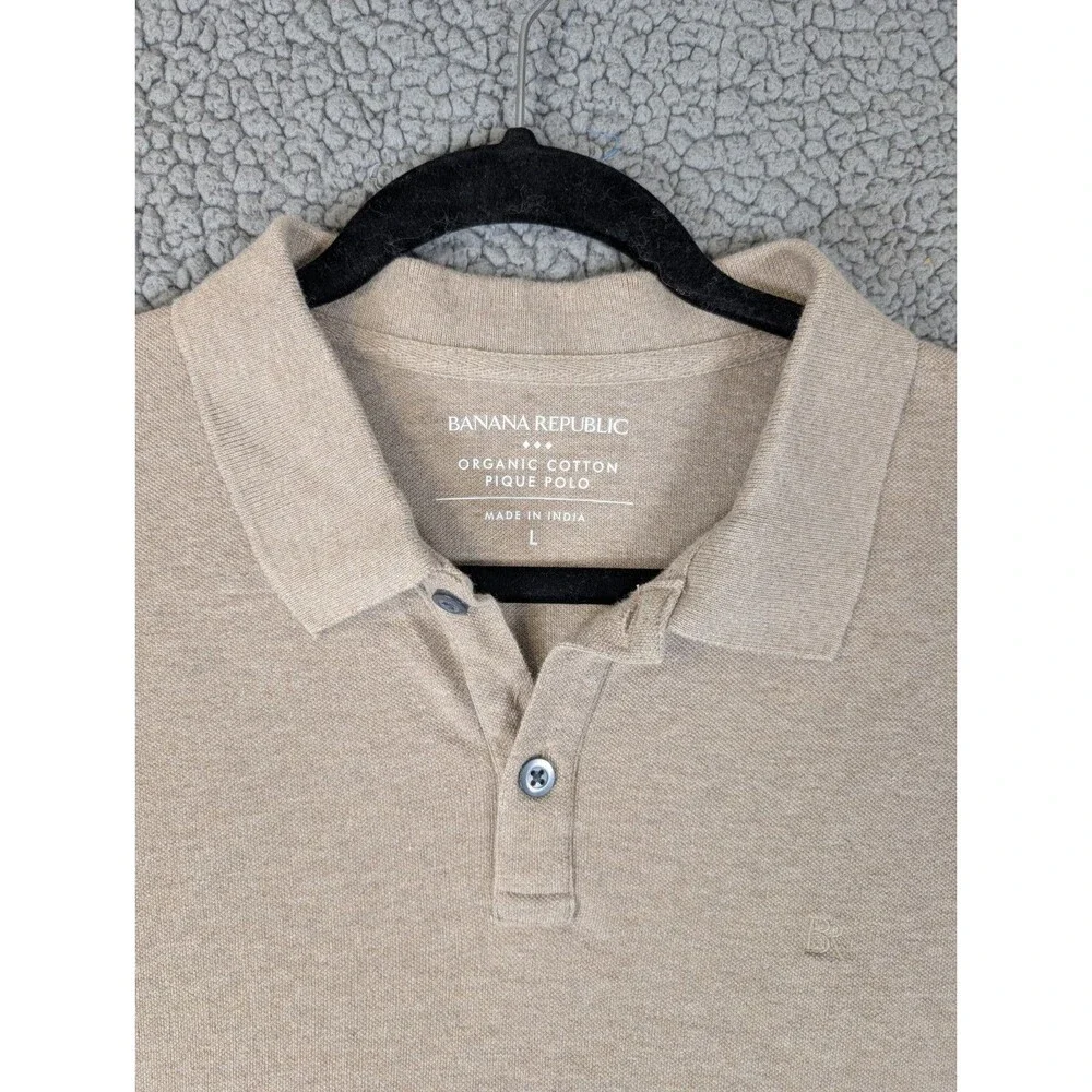 Banana Republic Mens Performance Pique Polo Shirt Brown Heather Size Large